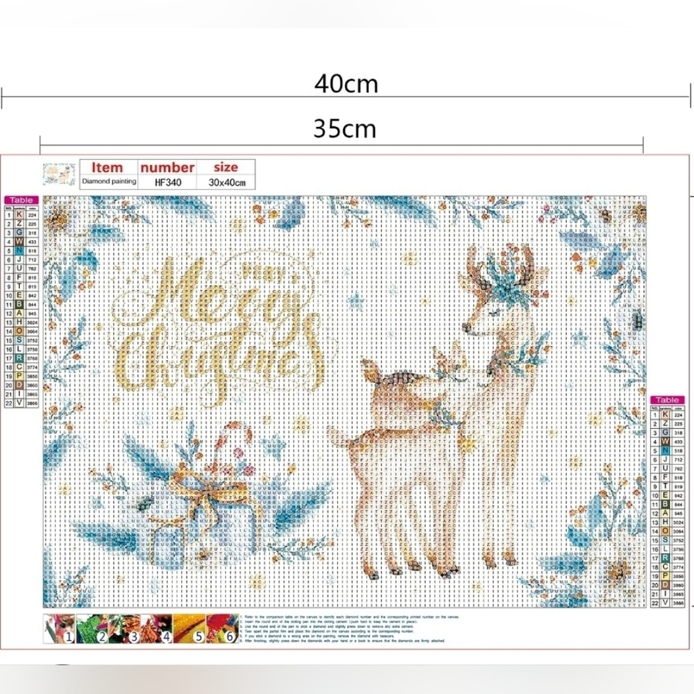 Christmas Reindeer‎ Diamond Painting Kit 13.78 x 9.84 in Crafts New